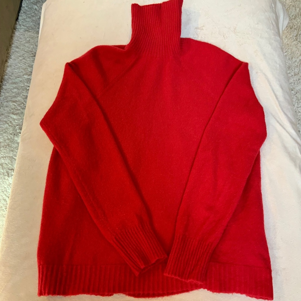 JCrew Red M Turtleneck Sweater Alpine Normcore Holiday Scandi Classic Timeless